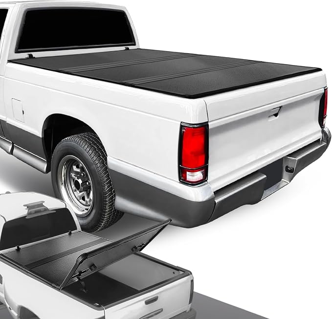 DNA Motoring New Upgrade Truck Bed Top Hard Solid Tri-Fold Tonneau Cover Compatible with 82-93 S10 / 82-90 S15 / 91-93 Sonoma 6Ft Bed, TTC-HARD-039