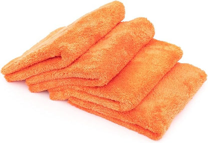 The Rag Company - Eagle Edgeless 500 (4-Pack) Professional Korean 70/30 Blend Super Plush Microfiber Detailing Towels, 500GSM, 16in x 16in, Orange
