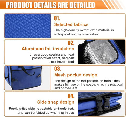 Car Trunk Organizer, Oxford Fabric Waterproof & Anti-Slip Vehicle Storage Box with Leak Proof & Insulated Cooler Bag, Large Capacity Foldable Auto Storage Box for Car, SUV, Truck (Blue)
