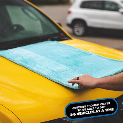 The Rag Company, The Liquid8r, Absorbent 70/30 Blend Microfiber Drying Towel for Cars, Trucks, and SUVs, Safe for Detailing, Scratch-Free, Twist Loop, 1100 GSM, 25x36 Inches, Aqua Blue