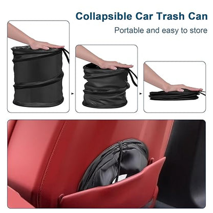 Car Trash Can, 4 Gallons Garbage Can, Collapsible Pop-Up Trash Bin | Trash Can for Car Front Back Seat, Portable Car Trash Bag Hanging for Vehicle SUV Rv Truck Accessories Interior, Black