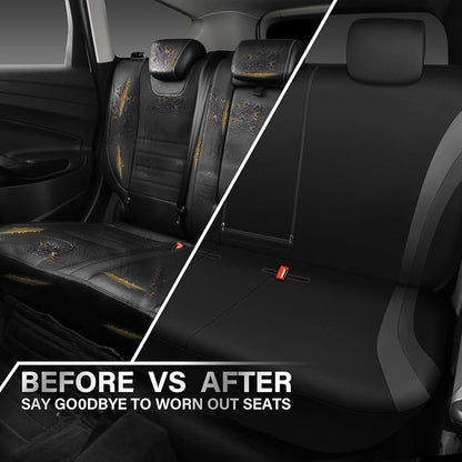 CAR PASS EVA Waterproof Back Seat Cover,Gray Bench Seat Cover, Rear Seat Cover Universal Fit for Cars Sedans SUVs Vans Truck 95% Automotive Interior Backseat Car Covers (Rear,Black and Gray)