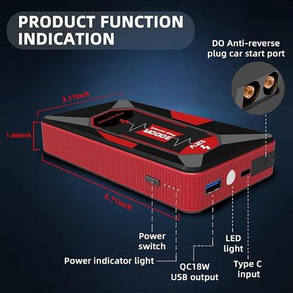 Jump Starter Portable,4000A Peak Motorcycle Jump Starter, Jump Box for Car Jumper Starter Portable, 12V Auto Booster Pack(Up to 7L Gas and 5L Diesel Engine) with Smart Safety Jumper Cable (red)