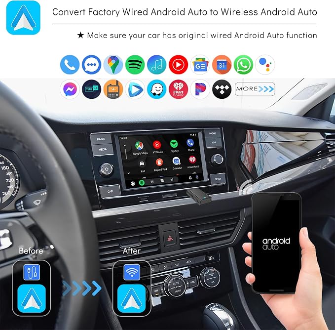 Wireless CarPlay Android Auto Adapter USB Dongle for Apple iPhone Android Phone, Convert Original Wired to Wireless Connection, Plug & Play Fast Stable Connection, 2026 Upgraded Version