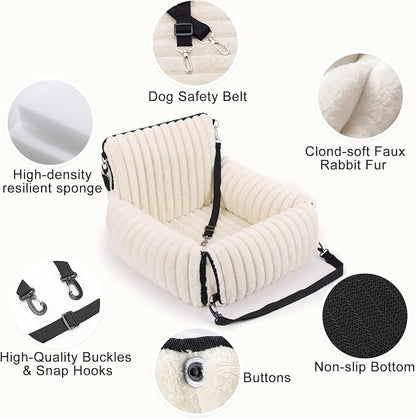 MIXJOY 6-in-1 Dog Car Seat for Small/Medium Dogs up to 25 lbs, Multi-Functional Dog Carrier for Car with Detachable Washable Cover, Pet Travel Bed with Clip-On Safety Leash, Beige