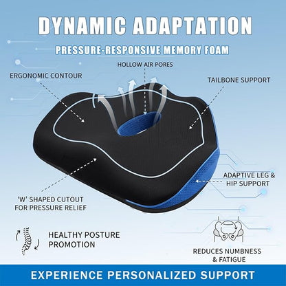 Seat Cushion for Tailbone Pain Relief, Memory Foam Seat Chair Cushion, Cushions Pad Pillow for Office, Car Seat, Airplane, for Long Sitting (Navy)
