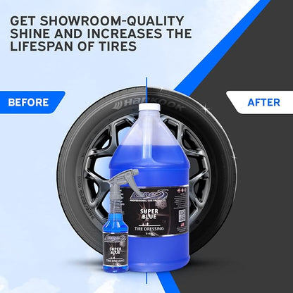 LANE'S Super Blue Tire Dressing + New Aluminum Spray Bundle Kit | Car Tire Shine Spray | Rim Cleaner & Shine | Best Tire Shine, Best Rim Cleaner | Protection from Cracks & UV Rays | Non-Greasy | 16oz