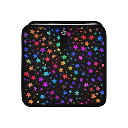 Car Trash Can Organizer Bin with Adjustable Strap for Back Front Seat Console Waterproof Leakproof Collapsible Portable 8.66 Inch Vibrant Rainbow Stars