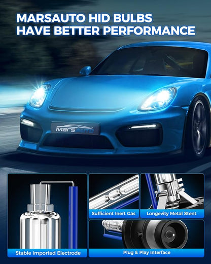 Marsauto D2S D2R HID Bulbs, 85122 66240 66040 66240 HID Xenon Bulbs, 35W D2S 8000K White Blue, Pack of 2