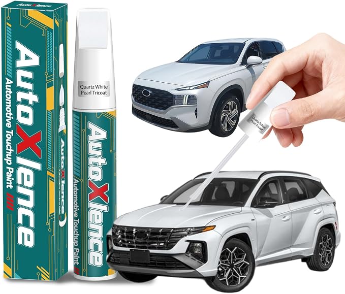 Quartz White Pearl Tricoat(W8/WW8) Touch Up Paint Compatible with Hyundai Car Paint Pen Scratch Repair Automotive Scratch Remover Fix Exact Color Match