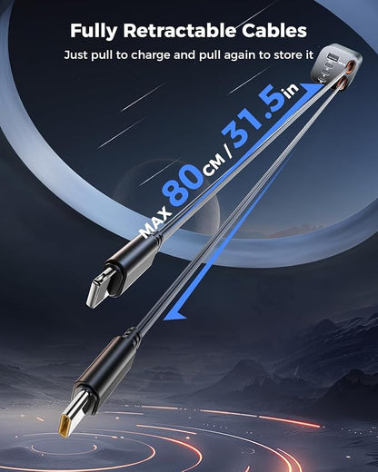 [Upgraded] 4 in 1 Retractable Car Charger, SUPERONE Smaller Fast Car Phone Charger 69W with Cord, USB C and iPhone Car Charger Adapter, Compatible iPhone 17/17 Pro Max/16/15/14/13/12/11, Sumsung