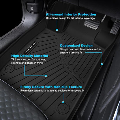 Floor Mats for 2018 2019 2020 2021 2022 2023 2024 Toyota Camry (FWD Only, Not for Hybrid) All Weather Protection TPE Rubber Full Set Floor Liners 2024 Camry Accessories, Odorless Anti-Slip, Black