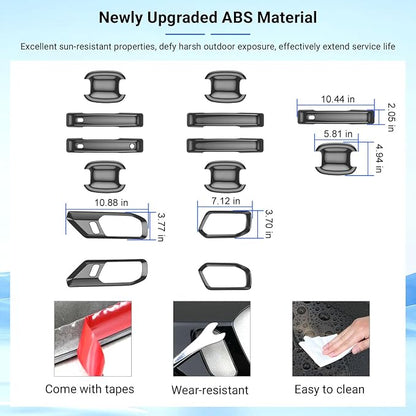 PTYYDS 14Pcs Door Handle Cover Compatible with 2021-2025 Ford Bronco Door Bowl Cover (with Smart Hole) ABS Glossy Black Inner Handle Trim Replacement for 2021-2025 Ford Bronco Accessories