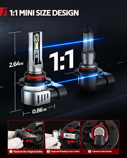 Torchbeam H13/H10 LED Bulbs Combo, 75000LM 6500K Bright White, 1:1 OEM Fit with Enhanced Dual Cooling, Fits Ford F150 2004-2014, F250/F350 2005-2020, Dodge Dakota 2005-2009, Pack of 4