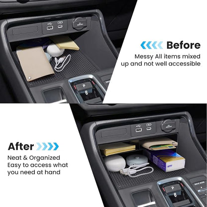 2pcs Center Console Organizer Armrest Tray Insert Storage Box for Honda CRV 2023-2026, Center Console Organizer Combo for 2023+ CR-V Hybrid Accessories, ABS Plastic, Black