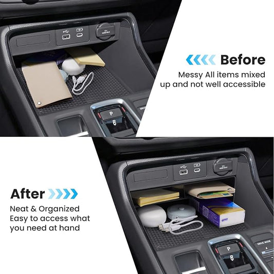 2pcs Center Console Organizer Armrest Tray Insert Storage Box for Honda CRV 2023-2026, Center Console Organizer Combo for 2023+ CR-V Hybrid Accessories, ABS Plastic, Black