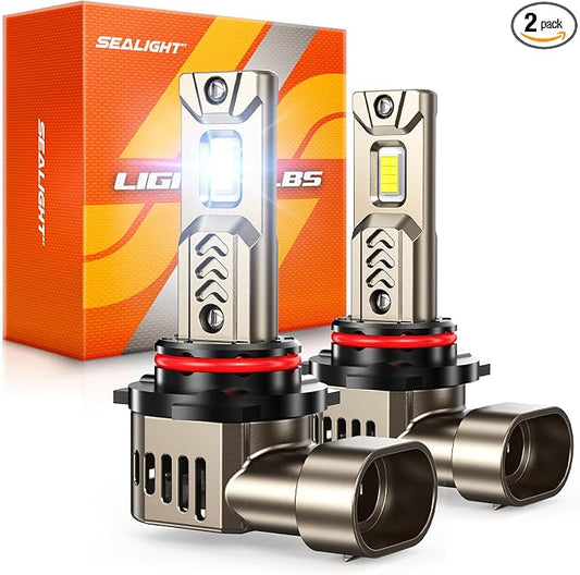 SEALIGHT 2026 New 9005 LED Light Bulbs, HB3 Driving Bulb 45,000LM Super Bright 6500K Cool White, Real 1:1 Stock Size, Easy Plug-N-Play, IP68 Waterproof,70000Hrs+ Lifespan, Pack of 2