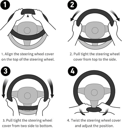 Soft Car Steering Wheel Cover for Sedan, SUV, Warm Luxury Velvet, Odorless, Universal, Anti Slip, Summer Winter, Gray, Large Size[15" 1/2-16"](39-41cm)