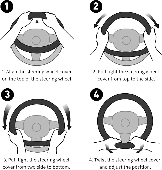 Soft Car Steering Wheel Cover for Sedan, SUV, Warm Luxury Velvet, Odorless, Universal, Anti Slip, Summer Winter, Gray, Standard Size[14" 1/2-15"](37-38cm)