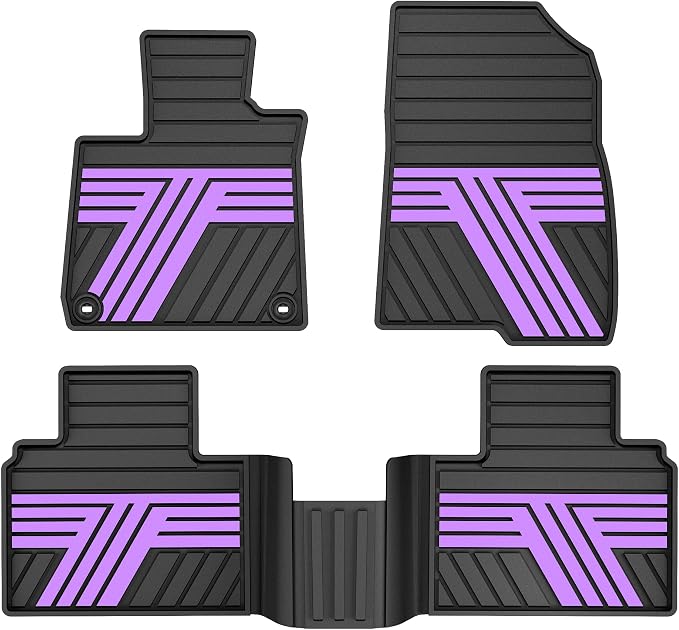 Floor Mats Fit for 10th Gen Honda Accord 2022 2021 2020 2019 2018 Sedan (Gasoline & Hybrid), All Weather Rubber Custom Fit Anti-Slip Floor Liners,1st & 2nd Row, Black & Purple