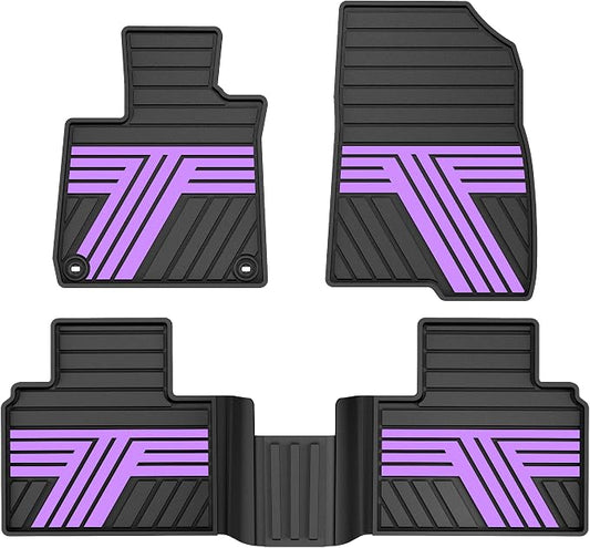 Floor Mats Fit for 10th Gen Honda Accord 2022 2021 2020 2019 2018 Sedan (Gasoline & Hybrid), All Weather Rubber Custom Fit Anti-Slip Floor Liners,1st & 2nd Row, Black & Purple