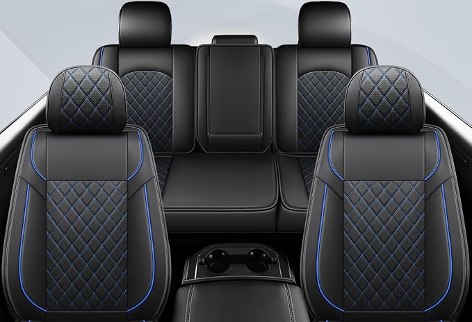 FREESOO Seat Covers for Dodge Ram 2019-2026 Ram 1500 Crew Quad Regular Cab 2011-2026 2500 3500 Mega Cab Bighorn Longhorn Laramie Tradesman, with Flat Bench, Black Blue