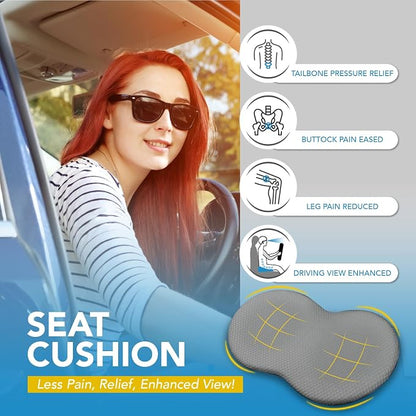 kingphenix Wedge Car Seat Cushion: Memory Foam Truck Seat Cushion for Car Seat Driver - Sciatica and Back Pain Relief - Enhancing Driving Comfort - Gray X-Large