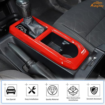 Aunginsy Car Gear Shift Panel Cover Cup Holder Trim Kit Compatible with Toyota Tacoma 2016-2023 Center Console Gear Shifter Cupholder Panel Decorative Frame Protection Ring ABS Interior Accessories