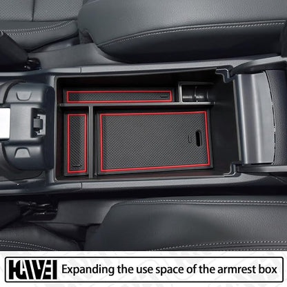 HGWEI Center Console Organizer Tray Compatible with Honda HRV 2023 2024 2025 2026 2027 Accessories, Armrest Storage Box for HRV EX/EX-L/LX/SE/Sport/Touring, Red Trim