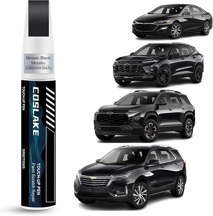Car Touch Up Paint(Mosaic Black Metallic(GB8/WA384A)) for Chevrolet, Car Paint Scratch Repair Kit, Quick & Easy Solution to Repair, 2 in 1 Scratch Remover Pen with Color-Matched