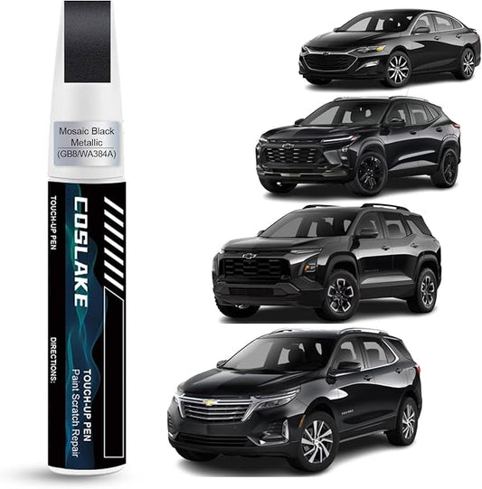 Car Touch Up Paint(Mosaic Black Metallic(GB8/WA384A)) for Chevrolet, Car Paint Scratch Repair Kit, Quick & Easy Solution to Repair, 2 in 1 Scratch Remover Pen with Color-Matched