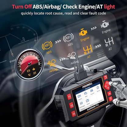 FOXWELL Car Scanner NT604 Elite OBD2 Scanner ABS SRS Transmission, Check Engine Code Reader for Cars and Trucks, Diagnostic Scan Tool with SRS Airbag, Automotive Diagnostic Tool with Live Data