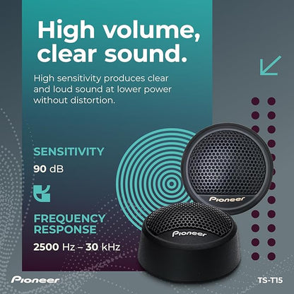 Pioneer TS-T15 3/4" 120 W Max Power, Polyester Fiber Soft Dome - Tweeter (pair)