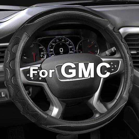 GIANT PANDA Steering Wheel Cover for GMC Sierra Acadia Terrain Yukon(3D Honeycomb-Black-Standard Size)