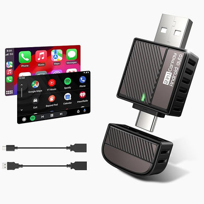 ByteWave Wireless Android Auto & CarPlay Adapter 2-in-1 Converts Wired to Wireless 2025 Upgraded, Plug-and-Play Dongle with Low Latency, Connect for iOS10+/Android 11+ Cars
