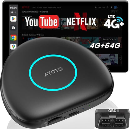 Magic AI Box, Wireless CarPlay Adapter with 4G LTE | GPS | Full Android OS | OBD II, Wireless CarPlay Box Enjoy Video & Music Apps, Navigation, AI Voice, Plug & Play for Factory Wired CarPlay