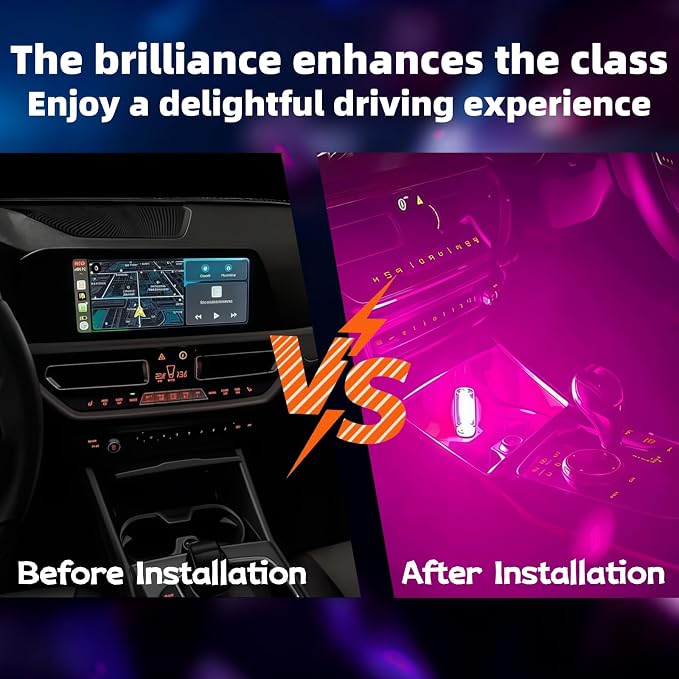 LED Car Interior Light, Touch Control USB Night Lamp, Retro Style Ambient Lighting for Auto, Bedroom, Desk (Pink Light)