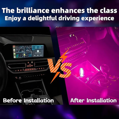 LED Car Interior Light, Touch Control USB Night Lamp, Retro Style Ambient Lighting for Auto, Bedroom, Desk (Pink Light)