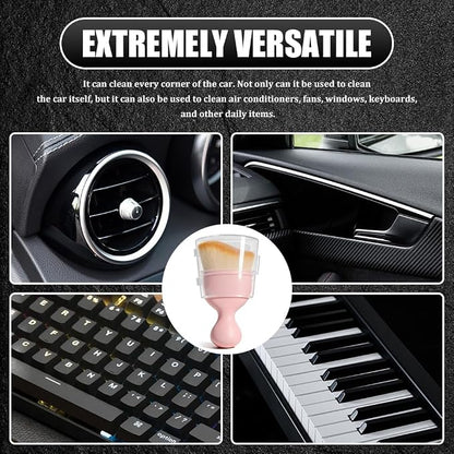 Car Detailing Brushes, Car Cleaning Brush, Auto Interior Soft Bristles Curved Cleaning Brush, Auto Detailing Dusting Tool Universal for Dashboard Air Conditioner Vent Computer (Pink Brown)
