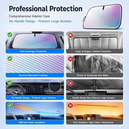 Car Windshield Sunshade, Accordion Foldable Front Windshield Sun Shade (Medium)