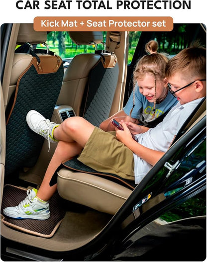 Owleys Set Seat Back Organizer & Car Seat Protector Hexy Waterproof & Non-Slip Protector for Child Car Cushion for Leather and Fabric Seats (Hexy Set 2)