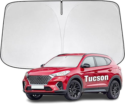 Windshield Sun Shade for Hyundai Tucson 2016-2026 Sunshade 300T Windshield Cover Protector Blocks UV Rays Custom Fit Tucson Front Window Shades Windshield Accessories Keep Cool Foldable