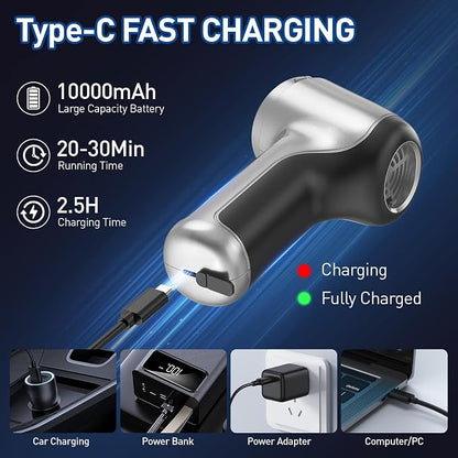Handheld Car Vacuum Cleaner Cordless, 20000PA High Power Hand Held Vacuum Cordless Rechargeable, Portable Mini Vacuum & Air Duster with Brushless Motor and 2-Gear Modes for Car Home Office