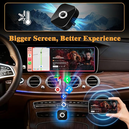 4 in 1 Screen Mirroring Wireless CarPlay Adapte, 2026 Upgraded Wired to Wireless for Apple CarPlay & Android Auto & AirPlay & MirrorLink, Mini USB Car Play Adapter with Type-C Extension, Plug and Play