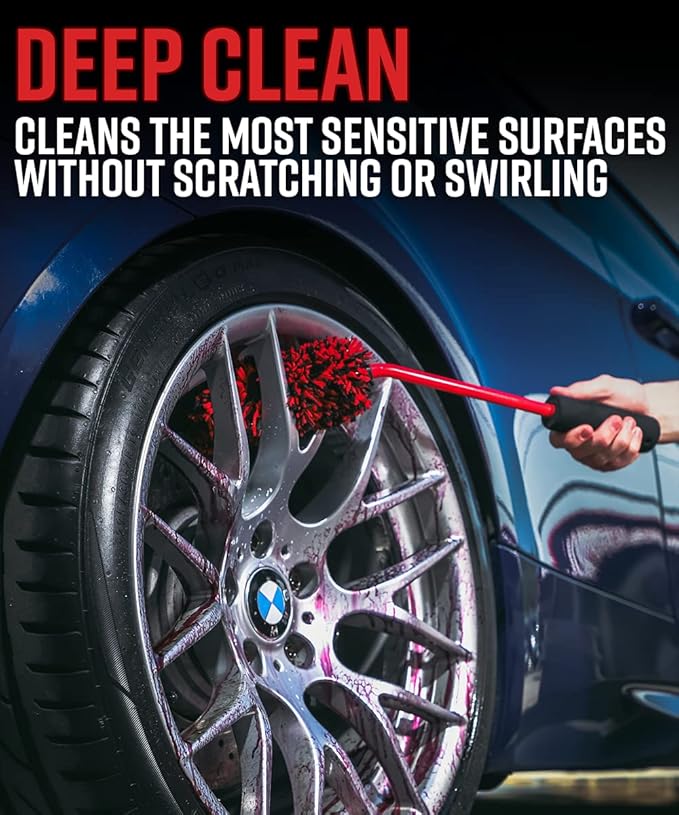 Adam's Polishes Angled Wheel Detailing Brush - Car Cleaning Wheel Brush | Use W/Wheel Cleaner, Rim Cleaner, Chrome Cleaner | Car Wash Brush Cleans Brake Dust from Barrels & Hard to Reach Areas Bundle