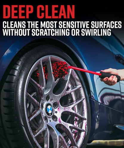 Adam's Polishes Angled Wheel Detailing Brush - Car Cleaning Wheel Brush |Use W/Wheel Cleaner, Rim Cleaner, Chrome Cleaner | Car Wash Brush Cleans Brake Dust from Barrels & Hard to Reach Areas (Large)