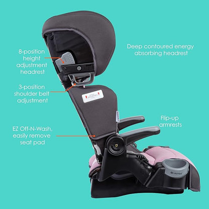 Baby Trend Protect 2-in-1 Folding Booster Seat, Dash Rose – Fold-Flat Travel-Ready Design, Lightweight Build, Belt-Positioning Comfort