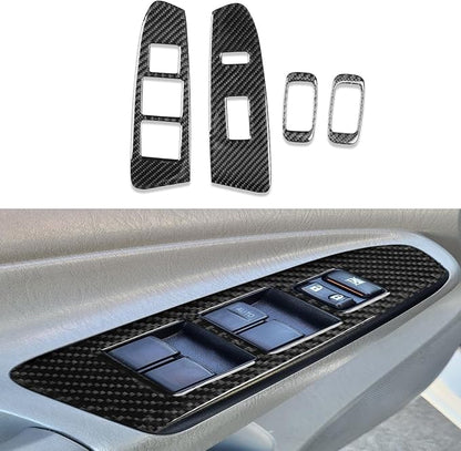 NVCNX Real Premium Carbon Fiber for Toyota 2nd Gen Tacoma Accessories 2012-2015 2013 2014 Car Door Window Switch Panel Cover Interior Trim Thick Overlay Sticker Decal 4PCs - for 4-Door