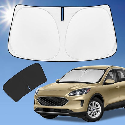 for Ford Escape 2020-2025 2026 Sun Shade Sunshade Windshield Cover, 4-Layer Front Window Shade Custom Fit Escape S SE SE Sport Hybrid SEL Titanium Sun Visor 240T Shade Blocks UV Rays Car Accessories