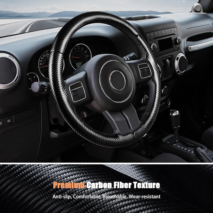 Aimato Customized Steering Wheel Cover for Jeep Wrangler (JK) 2012-2018/Patriot 2011-2017/Grand Cherokee 2011-2013/Compass 2011-2016/Liberty 2011-2012